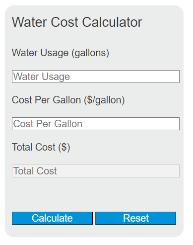 water cost calculator