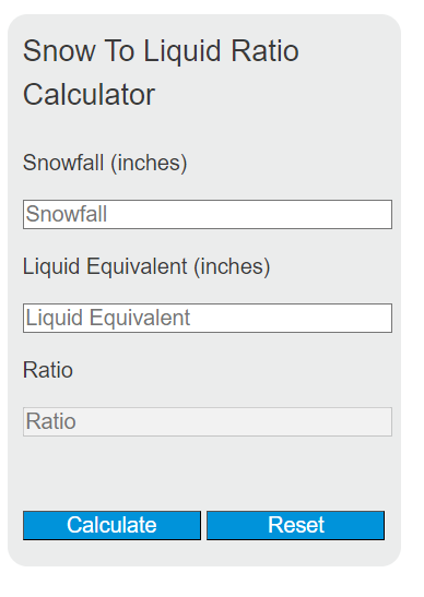 snow to liquid ratio calculator