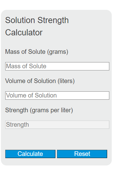 solution strength calculator