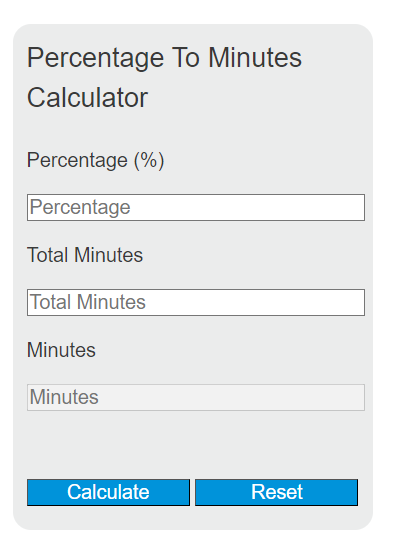 percentage to minutes calculator