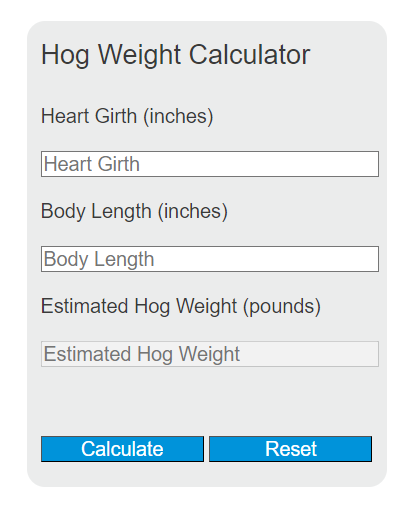 hog weight calculator 