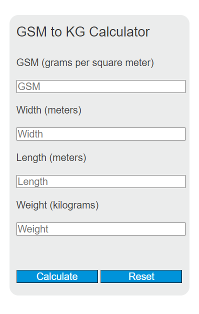 gsm to kg calculator