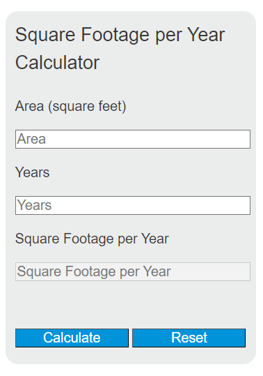 square footage per year calculator