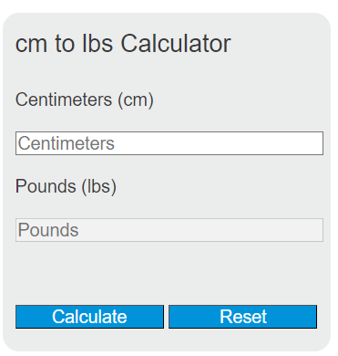 cm to lbs calculator