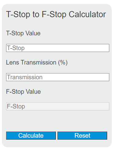 t-stop to f-stop calculator