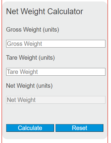net weight calculator