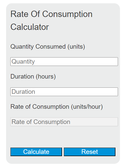 rate of consumption calculator