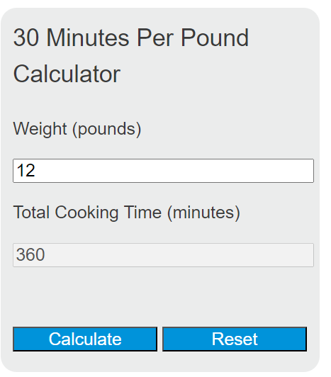 30 minutes per pound calculator