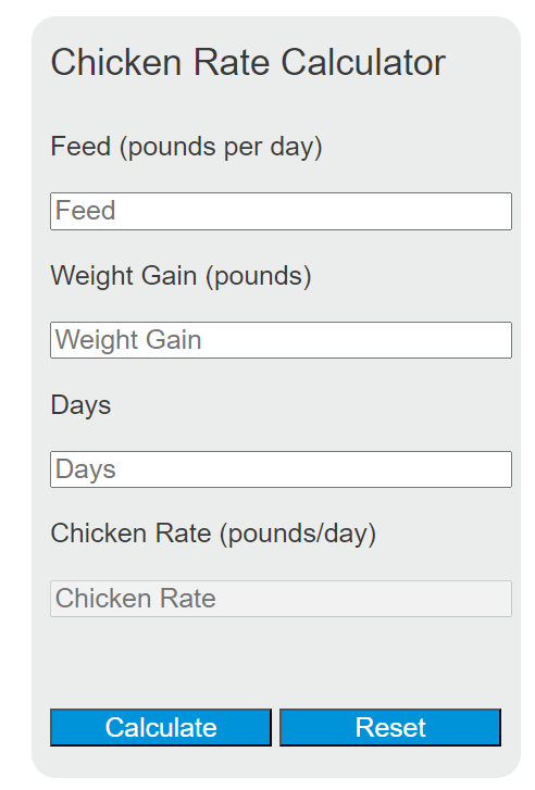 chicken rate calculator