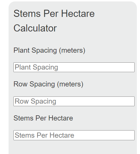 stems per hectare calculator