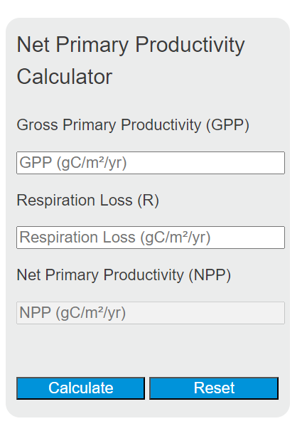 net primary productivity calculator