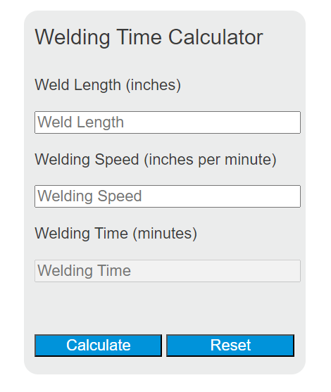welding time calculator