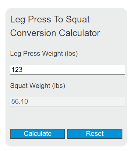 leg press to squat conversion calculator