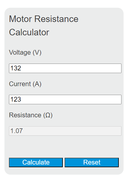 motor resistance calculator