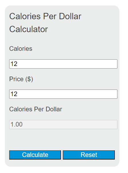 calories per dollar calculator