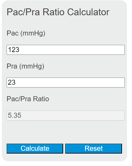 pac/pra ratio calculator