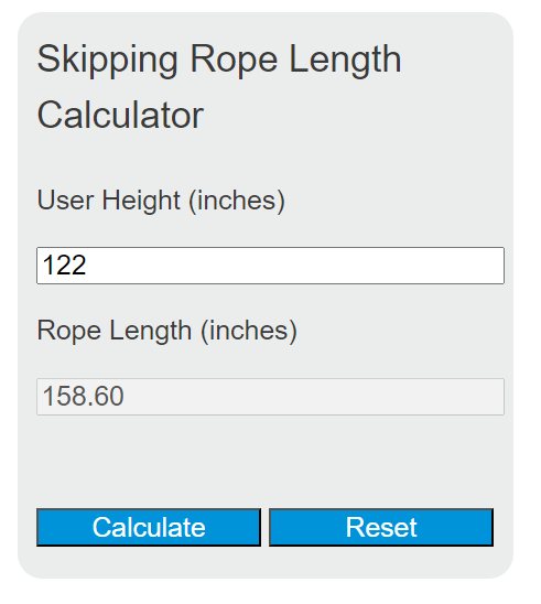 skipping rope length calculator