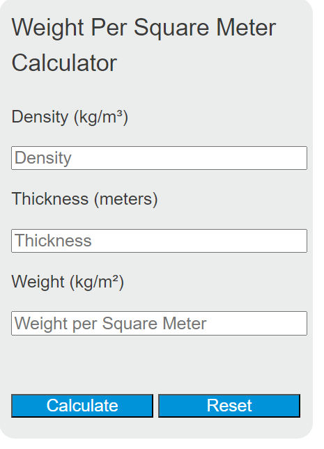 weight per square meter calculator