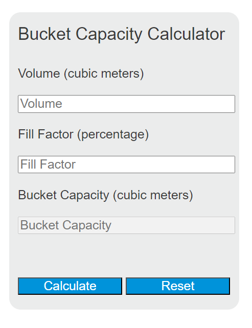 bucket capacity calculator