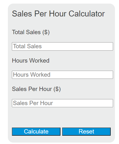 sales per hour calculator