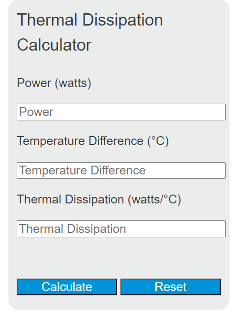 thermal dissipation calculator