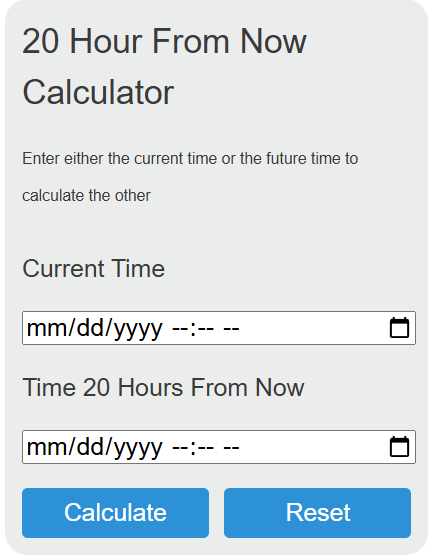 20 Hour From Now Calculator - Calculator Academy