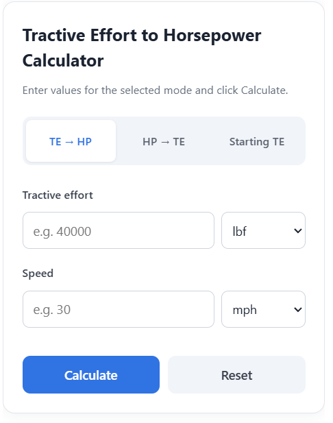 tractive effort to horsepower calculator