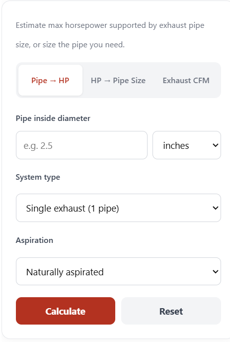 Exhaust Horsepower Calculator