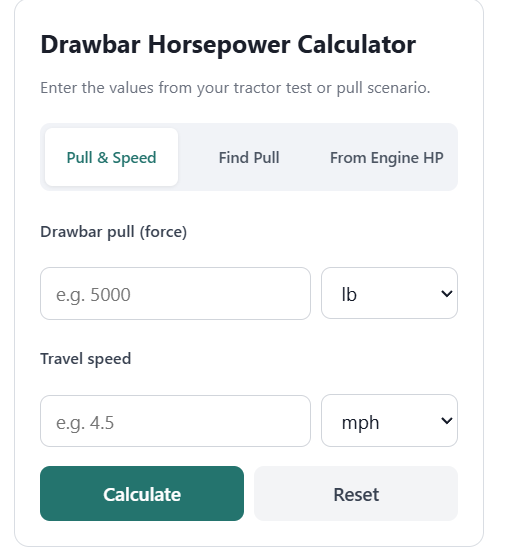 Drawbar Horsepower Calculator