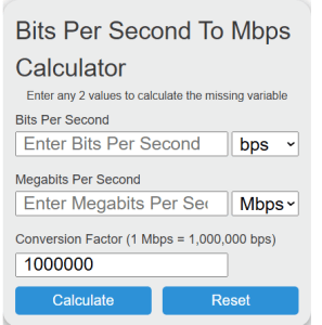 Bits Per Second To Mbps Calculator - Calculator Academy