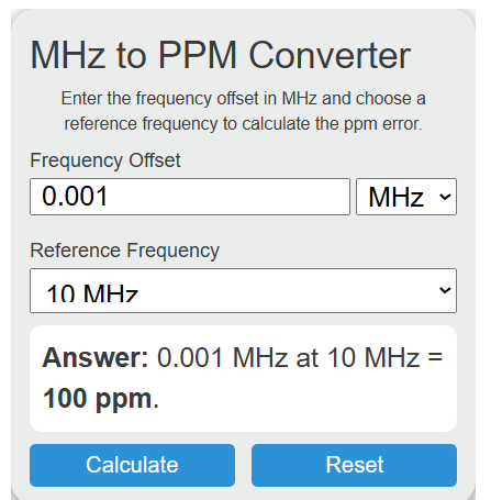 mhz to ppm Converter