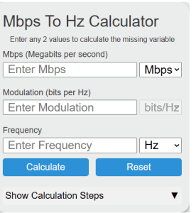 Mbps to Hz Calculator (Data Rate to Frequency Bandwidth) - Calculator ...