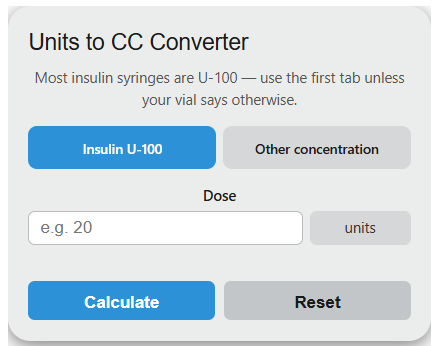 units to cc Converter