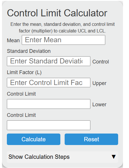 Control Limit Calculator