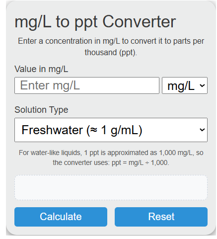 mg/l to ppt Converter