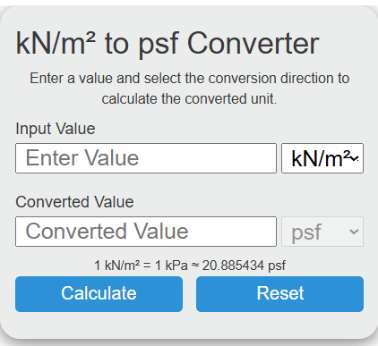 kn/m2 to psf Converter