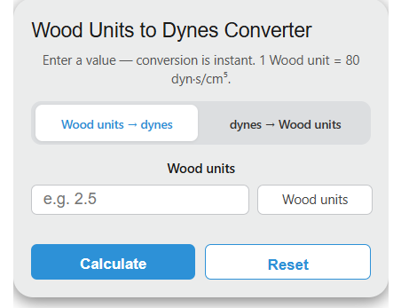 wood units to dynes Converter