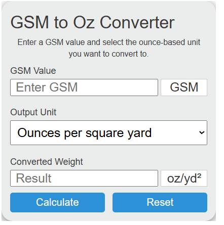 gsm to oz Converter