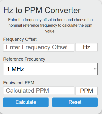hz to ppm Converter