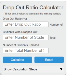 Drop Out Ratio Calculator - Calculator Academy