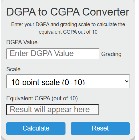 dgpa to cgpa Converter