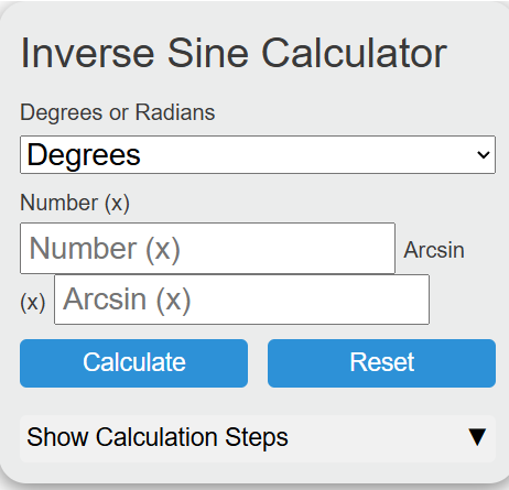 Inverse Sine Calculator