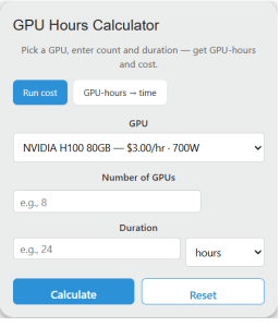Gpu Hours Calculator - Calculator Academy