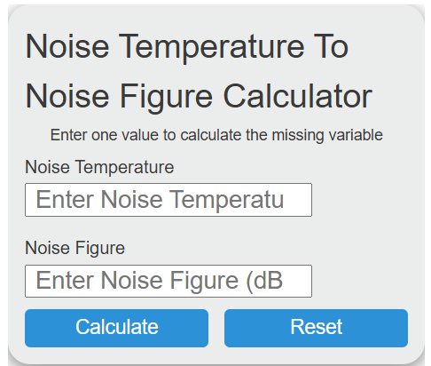 Noise Temperature To Noise Figure Calculator