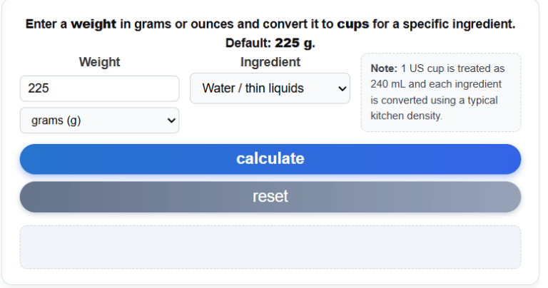 225 grams to cups - Calculator Academy