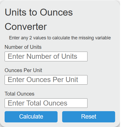 units to ounces Converter