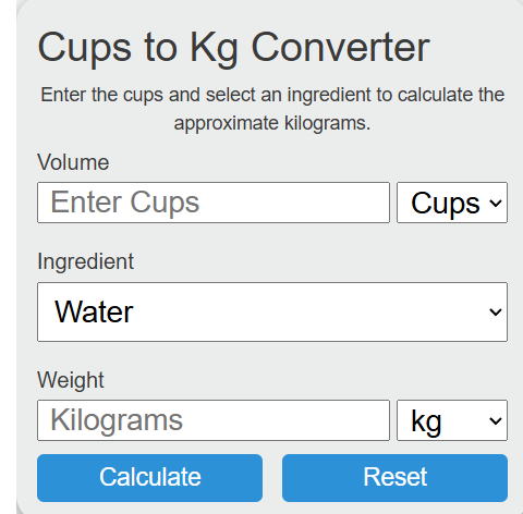 cups to kg Converter