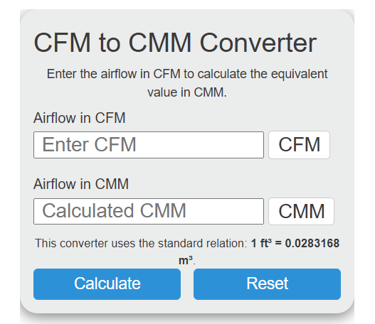 cfm to cmm Converter