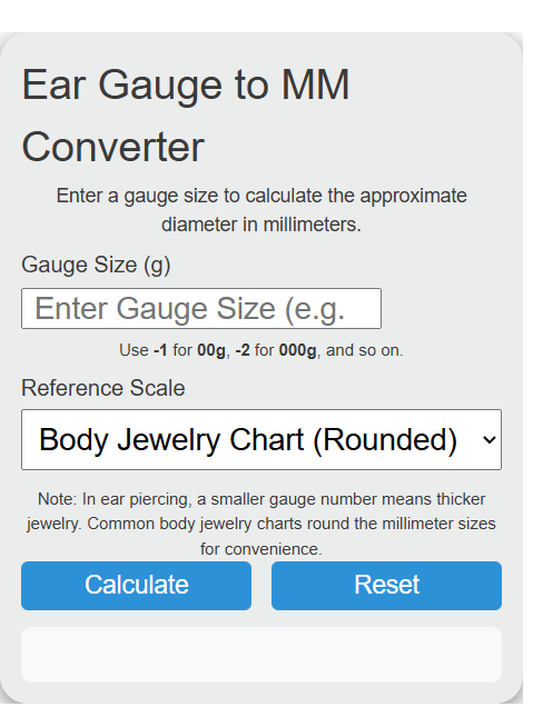 ear gauge to mm Converter