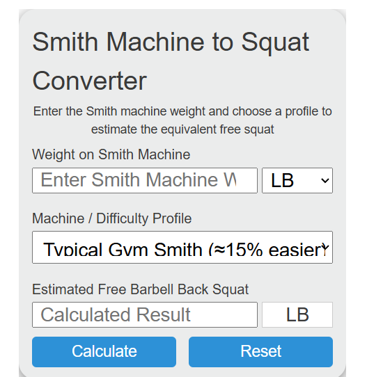 smith machine to squat Converter